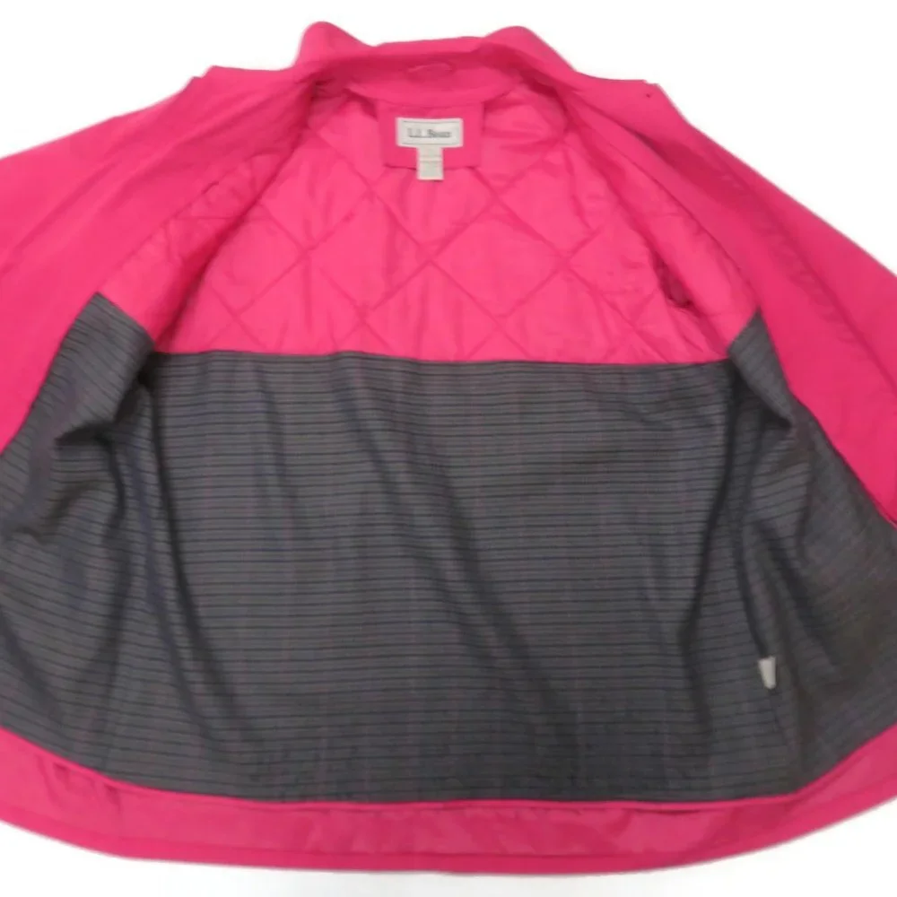 LL Bean 3 in 1 Jacket Womens XL Pink + Bucket Hat Long Trench Nylon Wool Rain‎